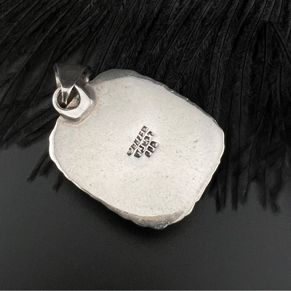 950 Sterling Silver Vintage Cabochon Cut Tiger's Eye Pendant. - Picture 6 of 7